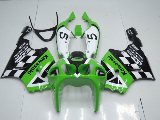 Discount 1996-2003 Green Black and White Kawasaki ZX7R Motor Fairings Canada