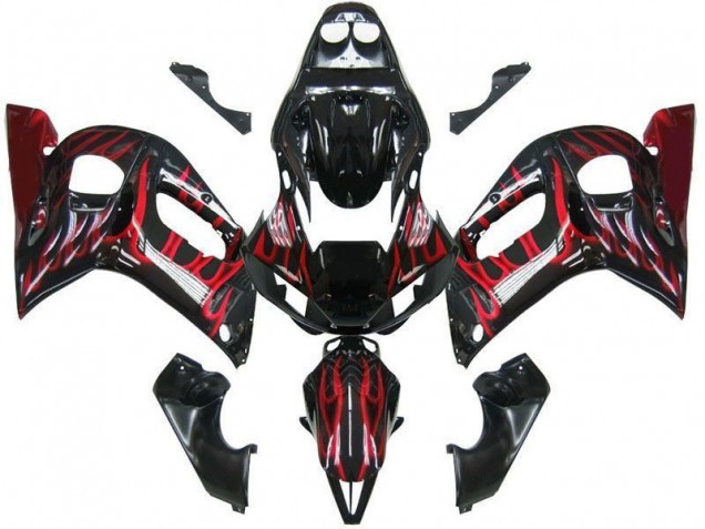 Discount 1998-2002 Black Red Flame Yamaha YZF R6 Replacement Fairings Canada