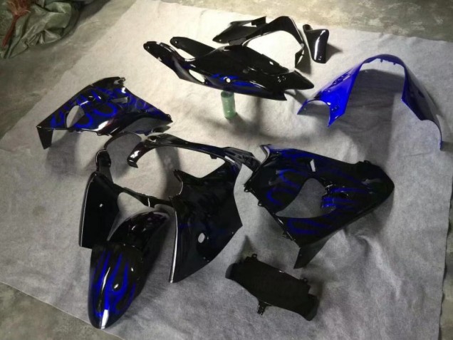 Discount 2000-2001 Glossy Black Blue Flame Kawasaki ZX9R Moto Fairings Canada