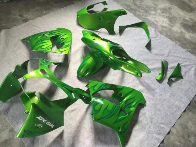 Discount 2000-2001 Green Green Flame Kawasaki ZX9R Replacement Fairings Canada