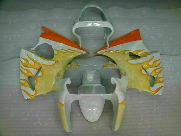 Discount 2000-2002 White Yellow Flame Kawasaki ZX6R Bike Fairings Canada