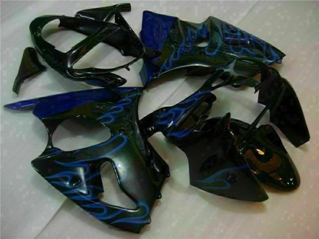 Discount 2000-2002 Black with Blue Flame Kawasaki ZX6R Motorbike Fairings Canada