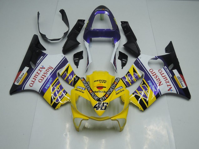 Discount 2001-2003 Yellow White Nastro Azzurro Honda CBR600 F4i Motorbike Fairing Canada