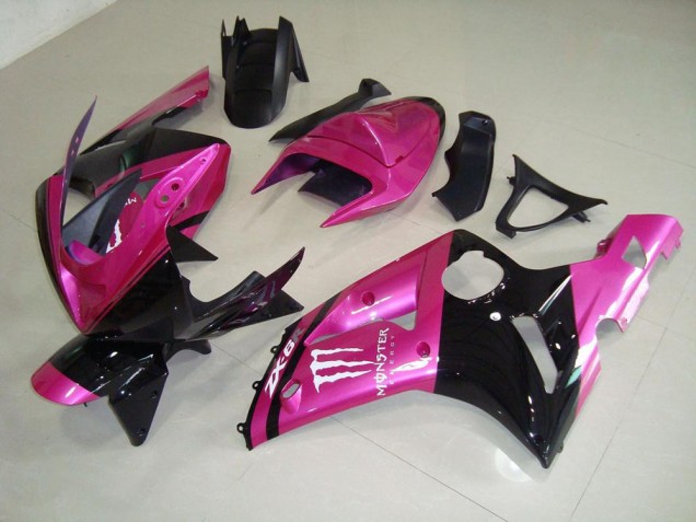 Discount 2003-2004 Pink Black Monster Kawasaki ZX6R Bike Fairing Kit Canada