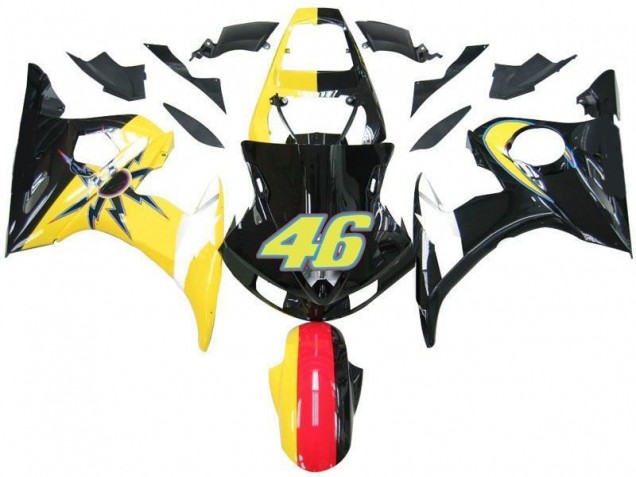 Discount 2003-2005 Black Yellow No. 46 Yamaha YZF R6 Motorcycle Fairings Canada