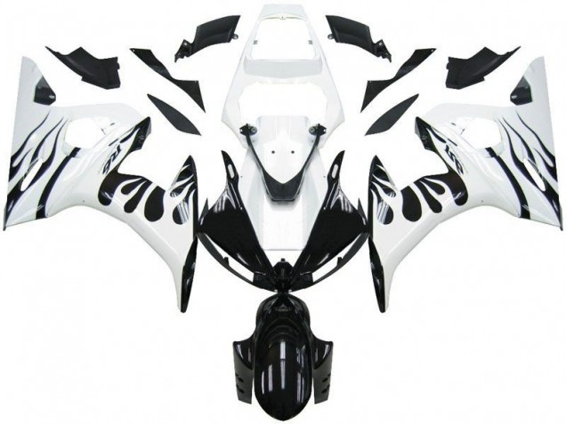 Discount 2003-2005 White Flame Black Yamaha YZF R6 Motorcycle Fairings Kits Canada