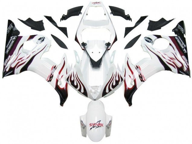 Discount 2003-2005 White Black Red Flame Yamaha YZF R6 Motorcycle Fairings Canada