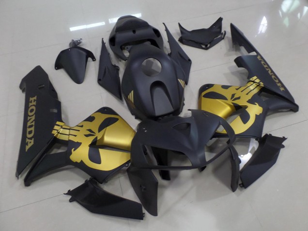 Discount 2005-2006 Matte Black with Gold Skull Honda CBR600RR Moto Fairings Canada