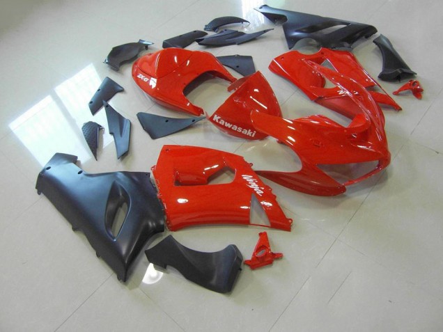 Discount 2005-2006 Red and Matte Black Kawasaki ZX6R Bike Fairings Canada