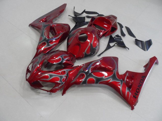 Discount 2006-2007 Red Silver Flame Honda CBR1000RR Motorcycle Fairings Kits Canada