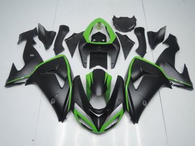 Discount 2006-2007 Matte Black with Green Line Kawasaki ZX10R Motorcycle Fairing Kits Canada