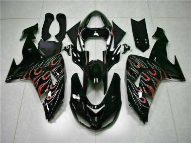 Discount 2006-2007 Black Red Flame Kawasaki ZX10R Motorcycle Fairings Canada