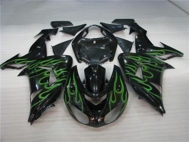 Discount 2006-2007 Black Green Flame Kawasaki ZX10R Motorcycle Fairing Canada