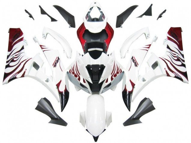 Discount 2006-2007 White Red Flame Yamaha YZF R6 Motorcycle Fairing Canada