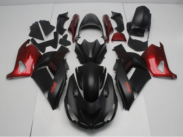 Discount 2006-2011 Matte Black and Red Kawasaki ZX14R ZZR1400 Motorcycle Fairing Kit Canada