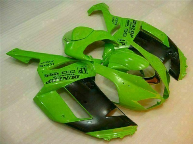 Discount 2007-2008 Green Black Dunlop Kawasaki ZX6R Motorbike Fairing Kits Canada