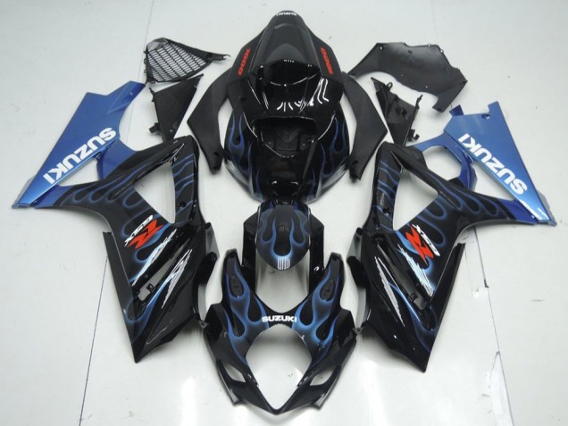 Discount 2007-2008 Black Blue Flame Suzuki GSXR 1000 K7 Motorcycle Fairing Kit Canada