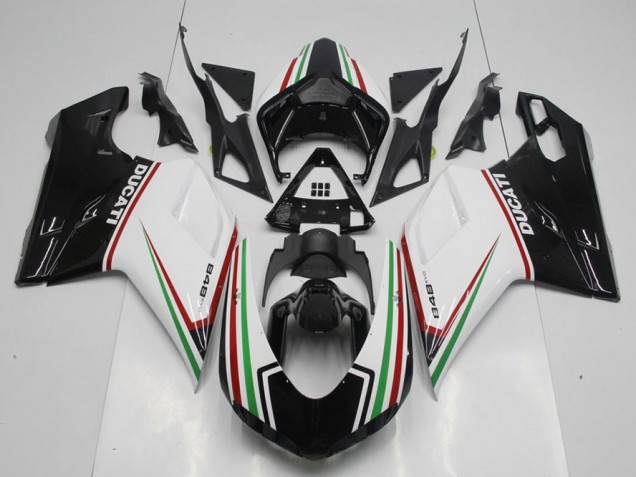 Discount 2007-2014 Black Green and White Ducati 848 1098 1198 Motorcycle Fairing Kit Canada