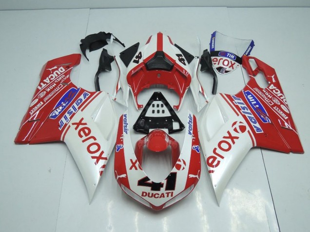 Discount 2007-2014 Pearl White New Xerox Ducati 848 1098 1198 Motorbike Fairing Kits Canada