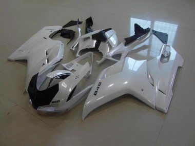 Discount 2007-2014 Pearl White Black Stripe Ducati 848 1098 1198 Motorcycle Replacement Fairings Canada