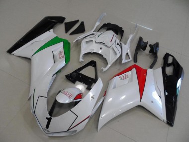 Discount 2007-2014 Peral White with Italy Flag Ducati 848 1098 1198 Motorcycle Fairings Kit Canada