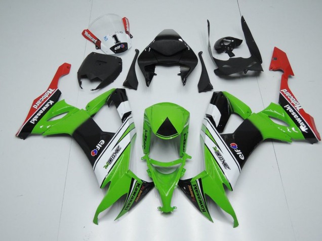 Discount 2008-2010 White Black and Green Kawasaki ZX10R Motorcycle Fairing Kits Canada