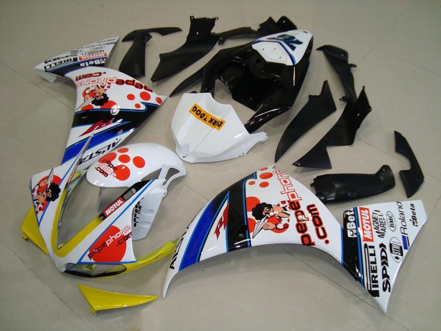 Discount 2009-2011 White Black Pepe Phone Yamaha YZF R1 Motorcycle Fairing Kits Canada