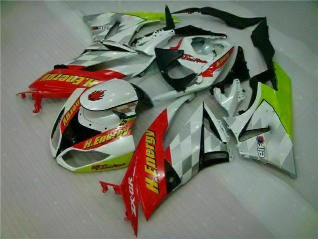 Discount 2009-2012 White Red H. Energy Kawasaki ZX6R Motorcycle Fairings Kit Canada