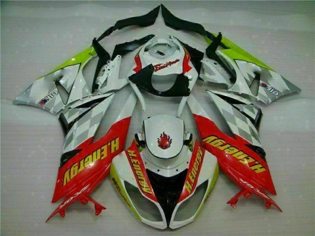 Discount 2009-2012 White Red H. Energy Kawasaki ZX6R Motorcycle Fairings Kit Canada