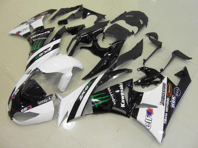 Discount 2009-2012 White Monster Kawasaki ZX6R Moto Fairings Canada