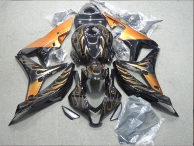 Discount 2007-2008 Black Orange Flame Honda CBR600RR Motorcycle Fairing Canada