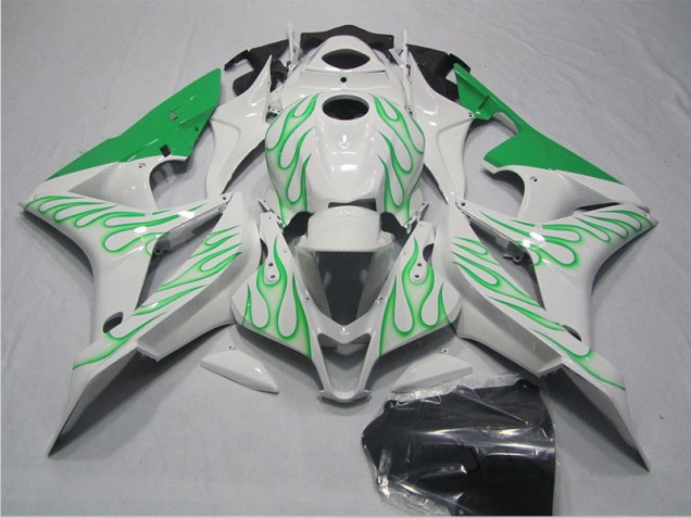 Discount 2007-2008 White Green Flame Honda CBR600RR Motorcycle Fairings Kits Canada