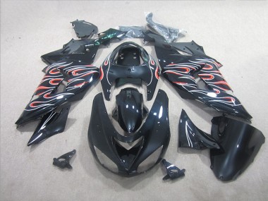 Discount 2006-2007 Black White Red Flame Kawasaki ZX10R Motorbike Fairing Canada