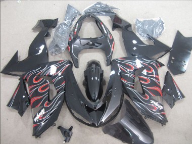 Discount 2006-2007 Black Red White Flame Ninja Kawasaki ZX10R Bike Fairings Canada