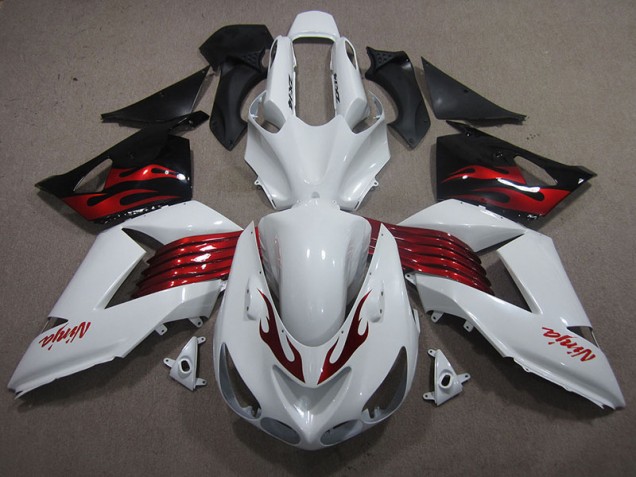 Discount 2006-2011 White Red Ninja Kawasaki ZX14R ZZR1400 Motorcycle Fairings Kits Canada