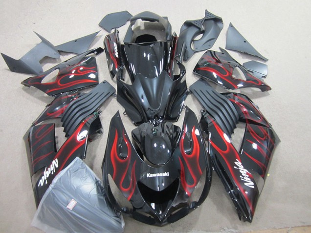 Discount 2006-2011 Black Red Flame Ninja Kawasaki ZX14R ZZR1400 Motorcycle Fairings Canada