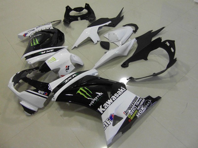 Discount 2008-2012 Black White Monster Kawasaki ZX250R Motorcycle Fairings & Bodywork Canada