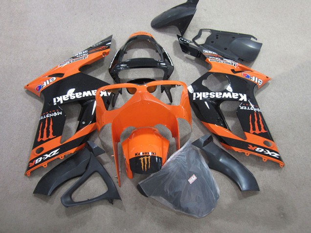 Discount 2003-2004 Black Orange Monster Kawasaki ZX6R Motorbike Fairings Canada