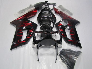 Discount 2003-2004 Black Red Flame Kawasaki ZX6R Motorcycle Fairing Canada