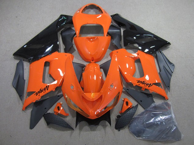 Discount 2005-2006 Orange Black Ninja Kawasaki ZX6R Motorbike Fairing Kits Canada