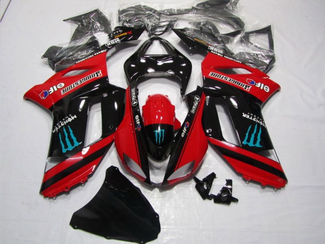 Discount 2007-2008 Red Black Monster Kawasaki ZX6R Motorbike Fairing Kits Canada