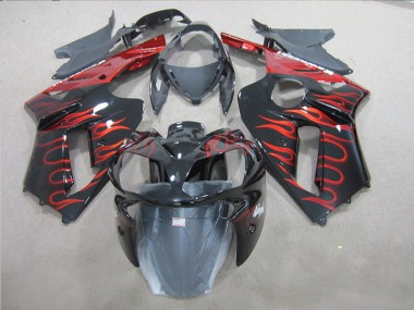 Discount 2007-2008 Black Red Flame Kawasaki ZX6R Replacement Fairings Canada