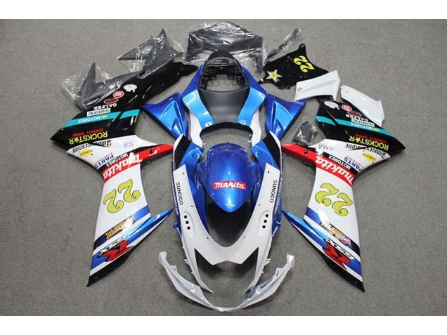 Discount 2011-2024 Blue White Red Rockstar 22 Suzuki GSXR600 Bike Fairing Kit Canada