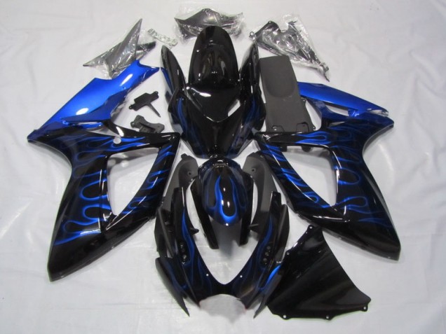 Discount 2006-2007 Black Blue Flame Suzuki GSXR750 Bike Fairings Canada