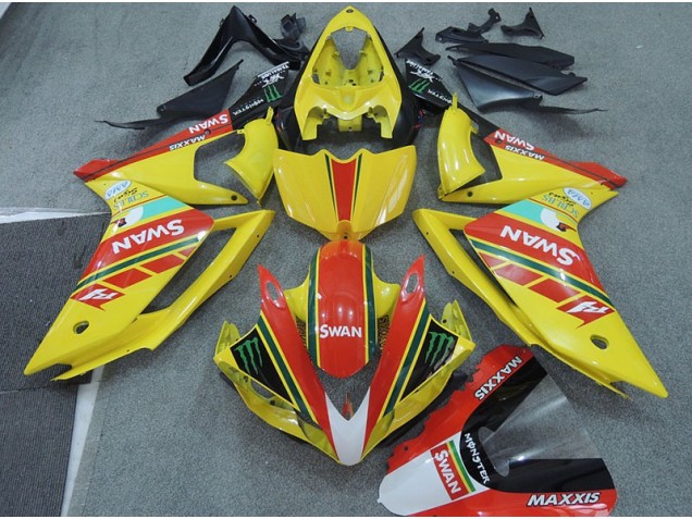 Discount 2007-2008 Yellow Red Swan Yamaha YZF R1 Moto Fairings Canada