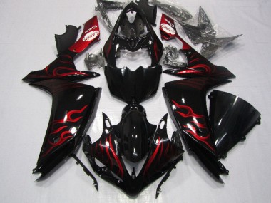 Discount 2007-2008 Black Red Flame Yamaha YZF R1 Motorcycle Fairings Canada