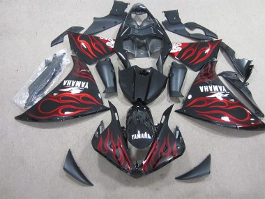 Discount 2009-2011 Black Red Flame White Decal Yamaha YZF R1 Motorbike Fairings Canada