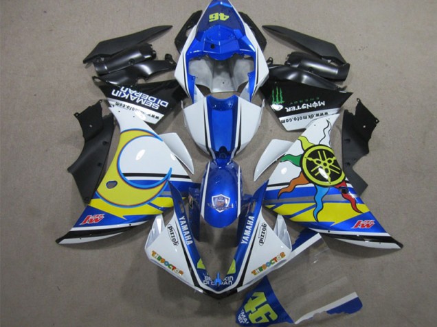 Discount 2012-2014 Blue White Yellow 46 Yamaha YZF R1 Motorcycle Replacement Fairings Canada